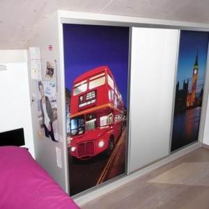 Des images choisies par les enfants pour intégrer aux placards : Londres, Big Ben. chambres d'enfants